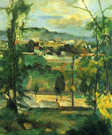 Paul Cezanne Dorf hinter den Baumen, Ile de France Sweden oil painting art